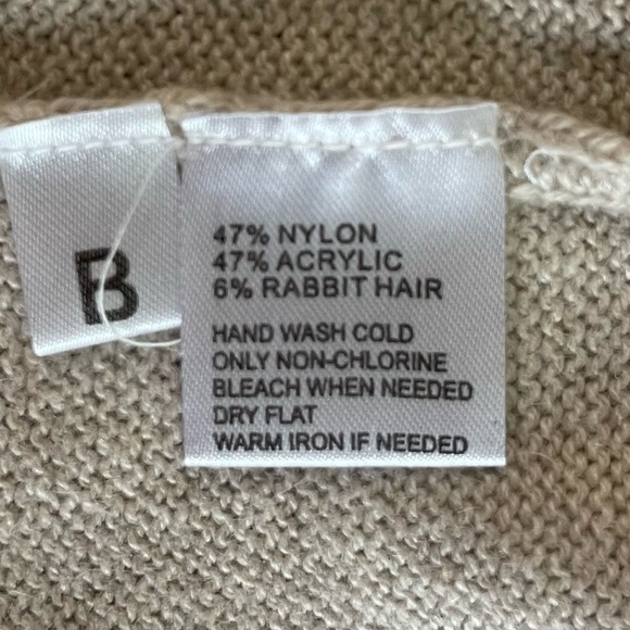 Ann Taylor LOFT Tan Brown Rabbit Hair Open Box Pleated CARDIGAN Sweater sz: MP - Picture 5 of 6